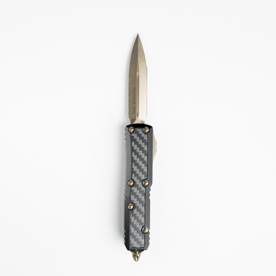 Microtech Daytona D/E – ბრონზირებული OTF დანა Carbon Fiber Inlays-ით